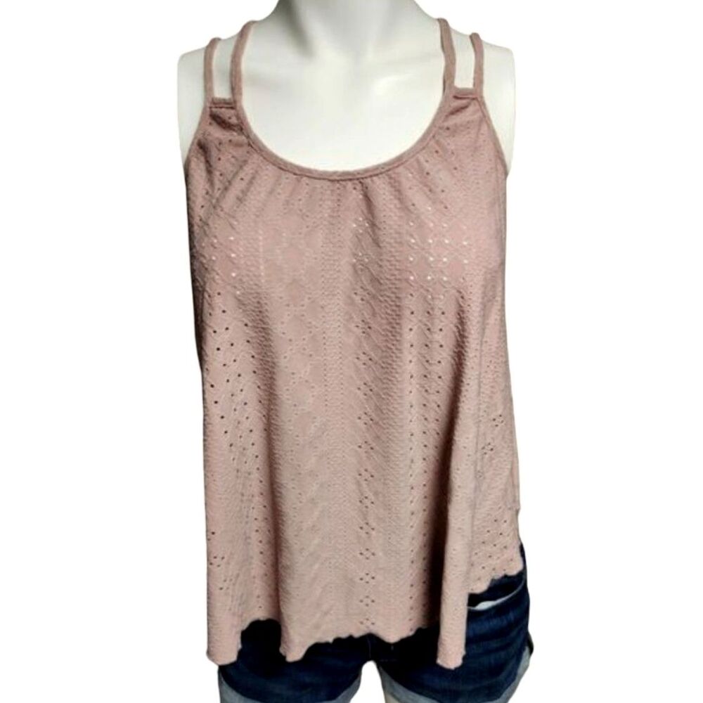 SHEIN Lot of 2 Mauve / White Eyelet Cami Double Spaghetti Straps